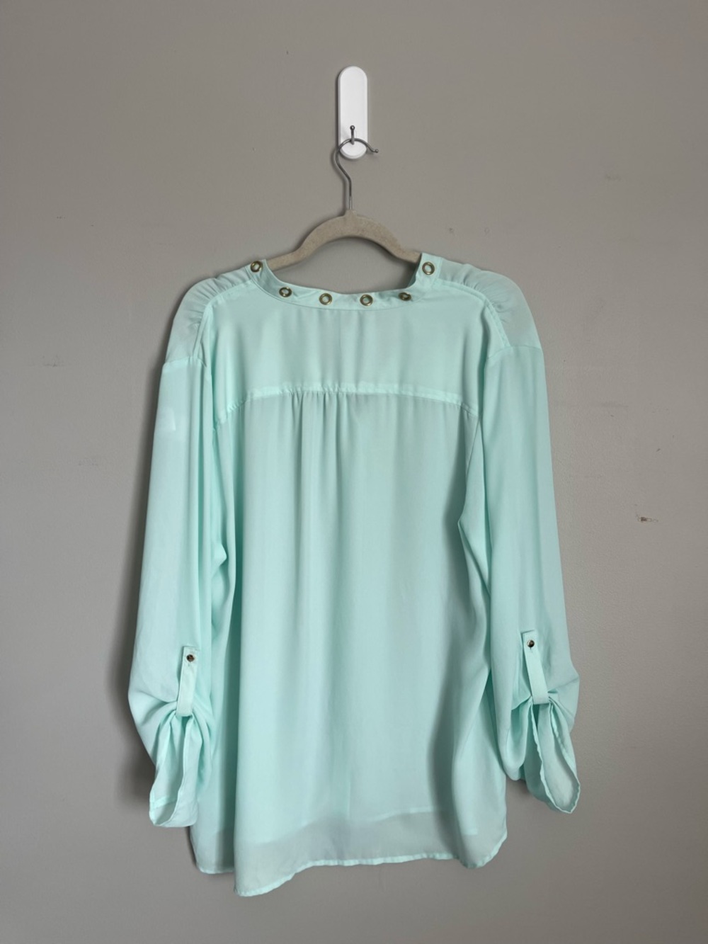 ZAC & RACHEL | Seafoam Green Button Down Blouse Sz XL - Picture 7 of 9